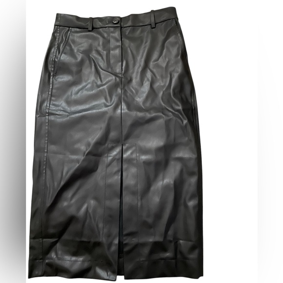 J. Crew Dresses & Skirts - J Crew Long Pencil Skirt PU Faux Leather Pockets Front Slit Front Zip Sz 2 NWT